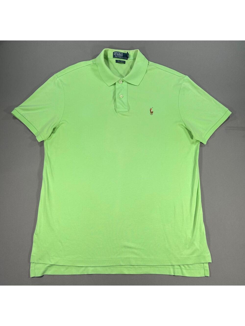 Polo Ralph Lauren Polo Shirt Mens Large Green Pima Interlock Short Sleeve L